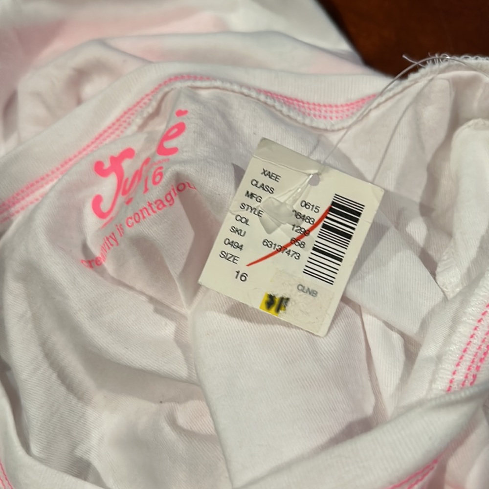 NWT Justice Pink White Bulldog Almost Too Cute Long Sleeve Top Size 16 - Picture 13 of 13